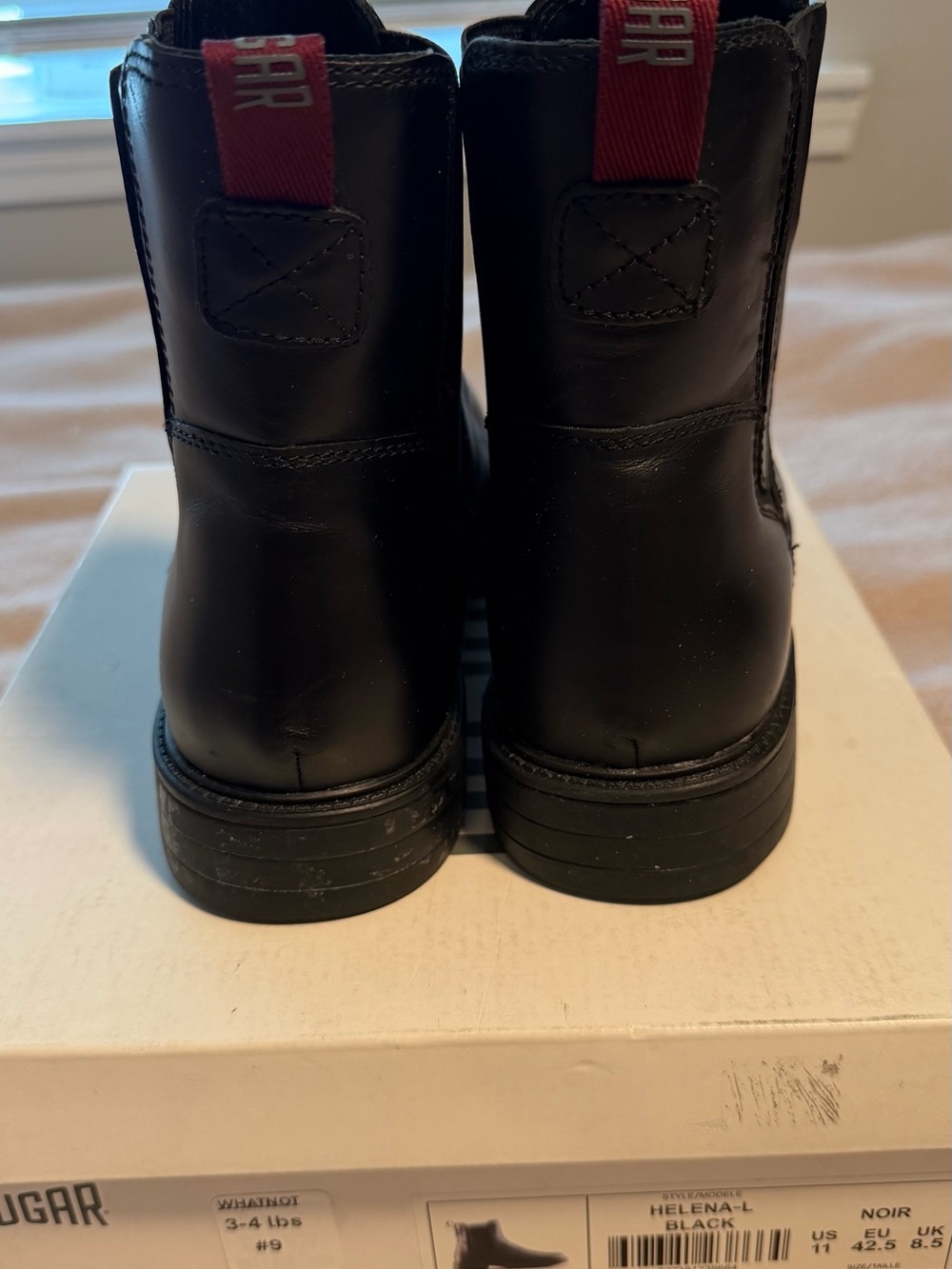 Cougar Black Leather Chelsea Ankle Boots with Red Pull Tab - Picture 3 of 8